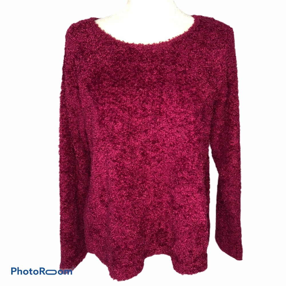 Karen Kane Lifestyle Burgundy Fuzzy Sweater